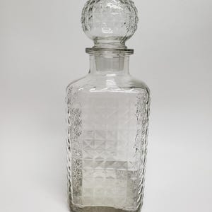 Vintage Decanter Bottle, Stopper, Waffle & Diamond Pattern