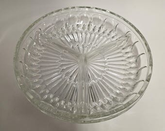 Divided Glass Serving Tray Relish Dish 3 Sections 9"