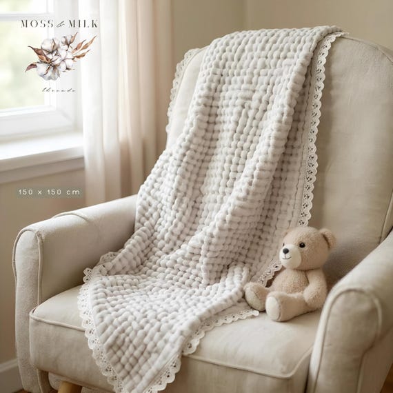 Pure Cotton Baby Swaddle Blanket for Newborn Breathable Muslin