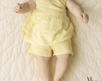 Linen And Cotton Summer Outfit For Toddlers and Babies, Matching Shirt & Pants Outfit Set For Girls, Sleeveless 2 Piece Linen Set Toddlers