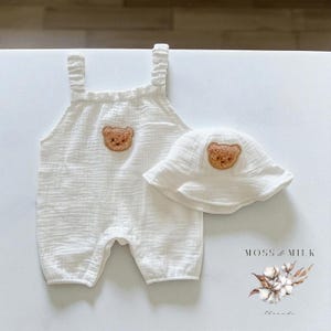 Bawełniany kombinezon dla niemowląt, zestaw ubranek dla misia, letnie ubrania, prezent dla dziecka, strój do fotografii noworodkowej, biały bawełniany zestaw, strój plażowy, prosty styl dla niemowląt