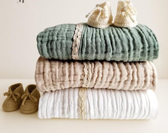 Jolie couverture pour bébé en coton pour nouveau-né, mousseline respirante, langes et couvertures pour bébé, neutres en matière de genre, idées cadeaux pour baby shower
