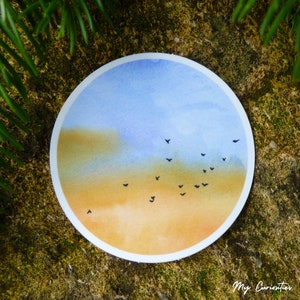 Sticker vinyle mat « En vol » | Sticker aquarelle "En vol"