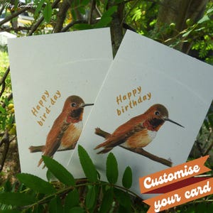 Carte joyeux anniversaire / Colibri roux
