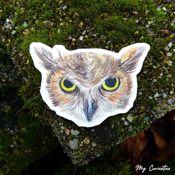 Great horned owl matte vinyl die cut sticker | Sticker Grand-duc d'Amérique