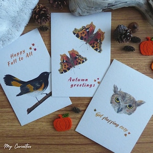 Automne, Oiseaux d'automne Cartes de vœux