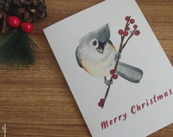Cartão de Natal, Feliz Natal, Chapim-de-crista
