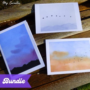 Watercolour landscape card bundle, journaling cards, gift cards