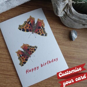 Carte d'anniversaire papillon écaille de tortue Compton