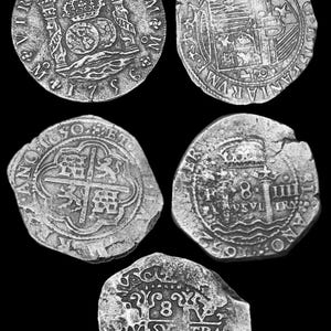 8 Reales Spanish Con Coin 8 Reales Pirate Shipwreck Coin Veel van 5 munten