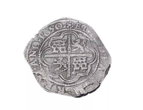 1650年スペインコブ銀貨（925スターリングシルバー）8レアル銀貨