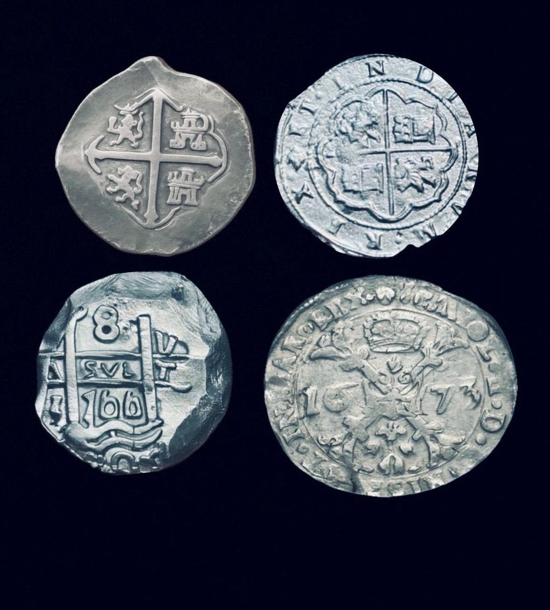 8 Reales Spanish Novelty Coin , Pirate Shipwreck Coins (lot of 4