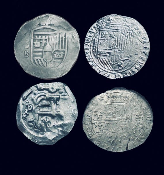 8 Reales Spanish Novelty Coin , Pirate Shipwreck Coins (lot of 4