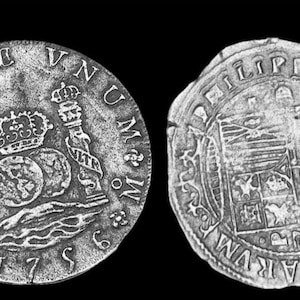 8 Reales Spanish Coin Piece Of 8 Pirate Shipwreck Coin Lot Of Two Coin collection