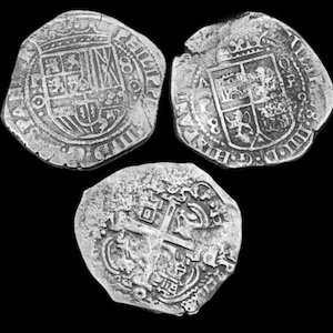 8 Reales Spanish Coin Piece Of 8 Pirate Shipwreck Coin Lot Of Three Coin collection