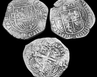 Stunning Pair of Large Spanish Silver Pieces of Eight - Coins