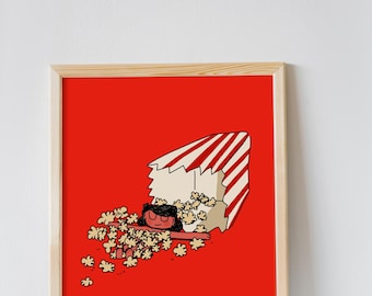 Impression décorative, illustration, impression pour la décoration, popcorn