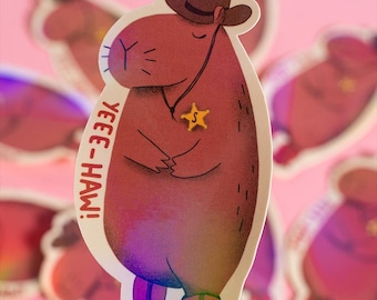 Autocollants, autocollants amusants, décalcomanies, capybara, cowboy, ver, shérif