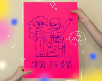 Sérigraphie « Soutenez vos filles », impression décorative, illustration d'affiche