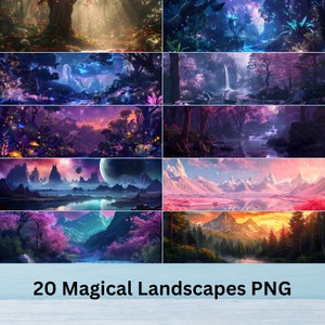 20 sfondi per desktop di un’incantevole natura magica, PNG ad alta risoluzione 4K HD, foreste, paesaggi mistici, uso commerciale, download istantaneo