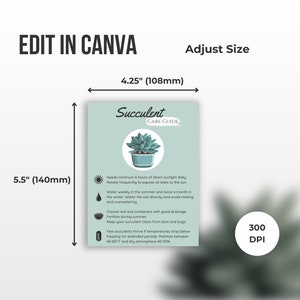 Succulent Care Card, Plant Card, Care Cards, Plant Label, Care Guide ...