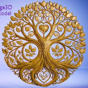Tree of Life 3D STL Model for CNC, Aspire, Artcam, 3D Printer, Relief, Woodworking, Wall Decor Art
