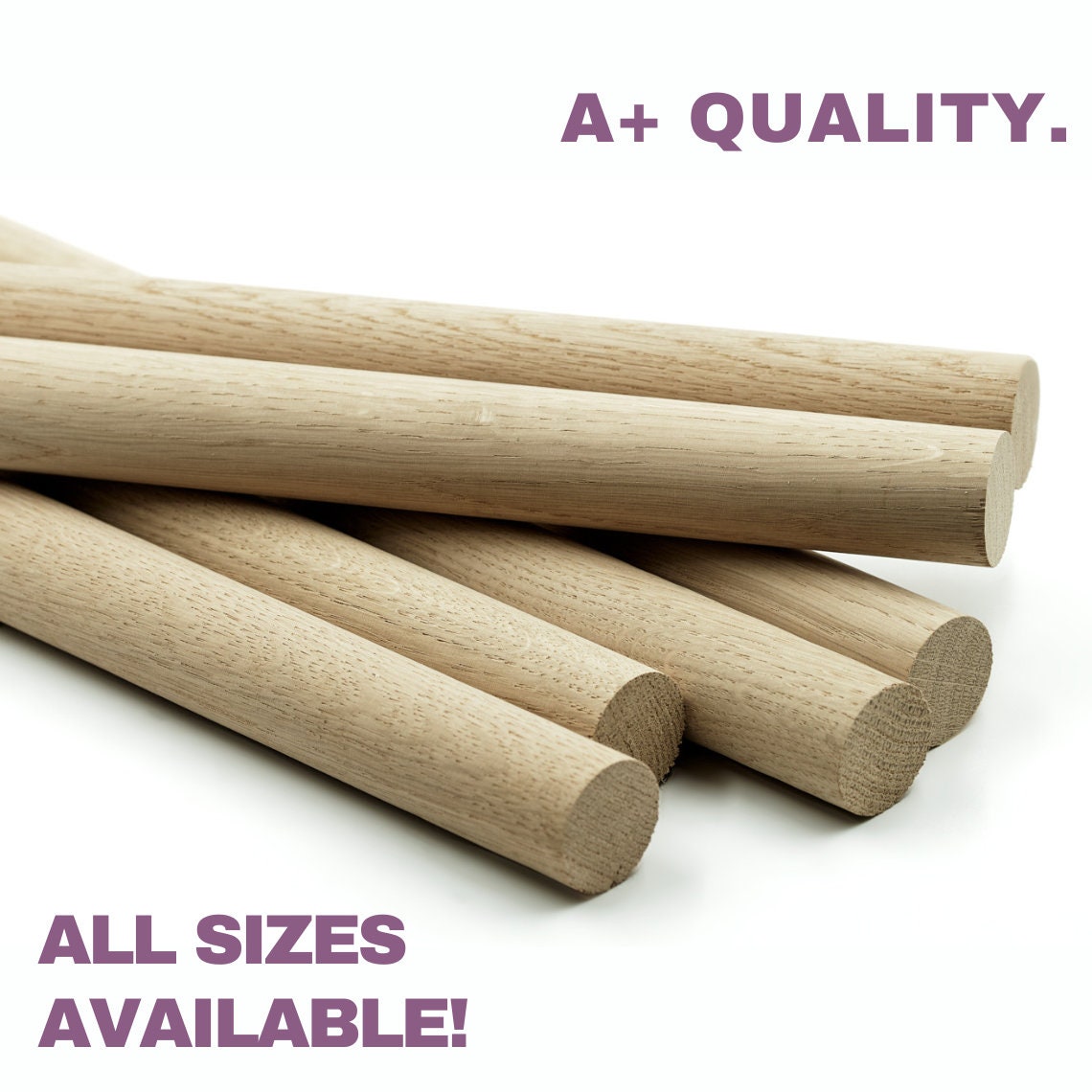 Oak Dowel Sticks, Round Wooden Sticks, Dowell Rods. Turned Wood