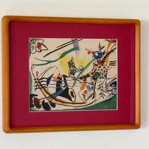 1919 'Green Border' Wassily Kandinsky in Solid Teakwood Frame Abstract Art Custom Mat Giclee Fine Art Print Red Green Wall Art Modernist