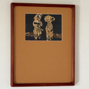 1946 "Figures" Abstract Art by Jankel Adler in Wood Frame Giclee Fine Print Modernist Abstract Mat Wall Art Figurative Painting