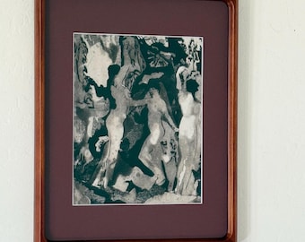1919 "Kingdom of the Sun" Abstract Art Fine Art Giclee Print by Arthur Bowen Davies Modernist Wood Frame Maroon Mat Framed Wall Art