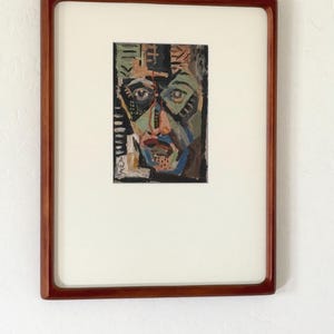 1927 „Twarz mężczyzny” Arnolda Petera Weisz-Kubínčana Abstrakcyjny wydruk giclee w stylu modernistycznym, oprawiony w drewno tekowe, portret w stylu vintage