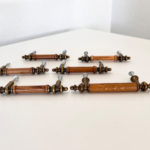 Vintage Mcm Brass Drawer Knobs Etsy