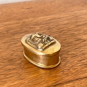 Antique Mini Brass Box Pill or Trinket Box Detailed Brass Etching Design Jewelry Keepsake Ring Box Holder Vintage Hinged Box Small