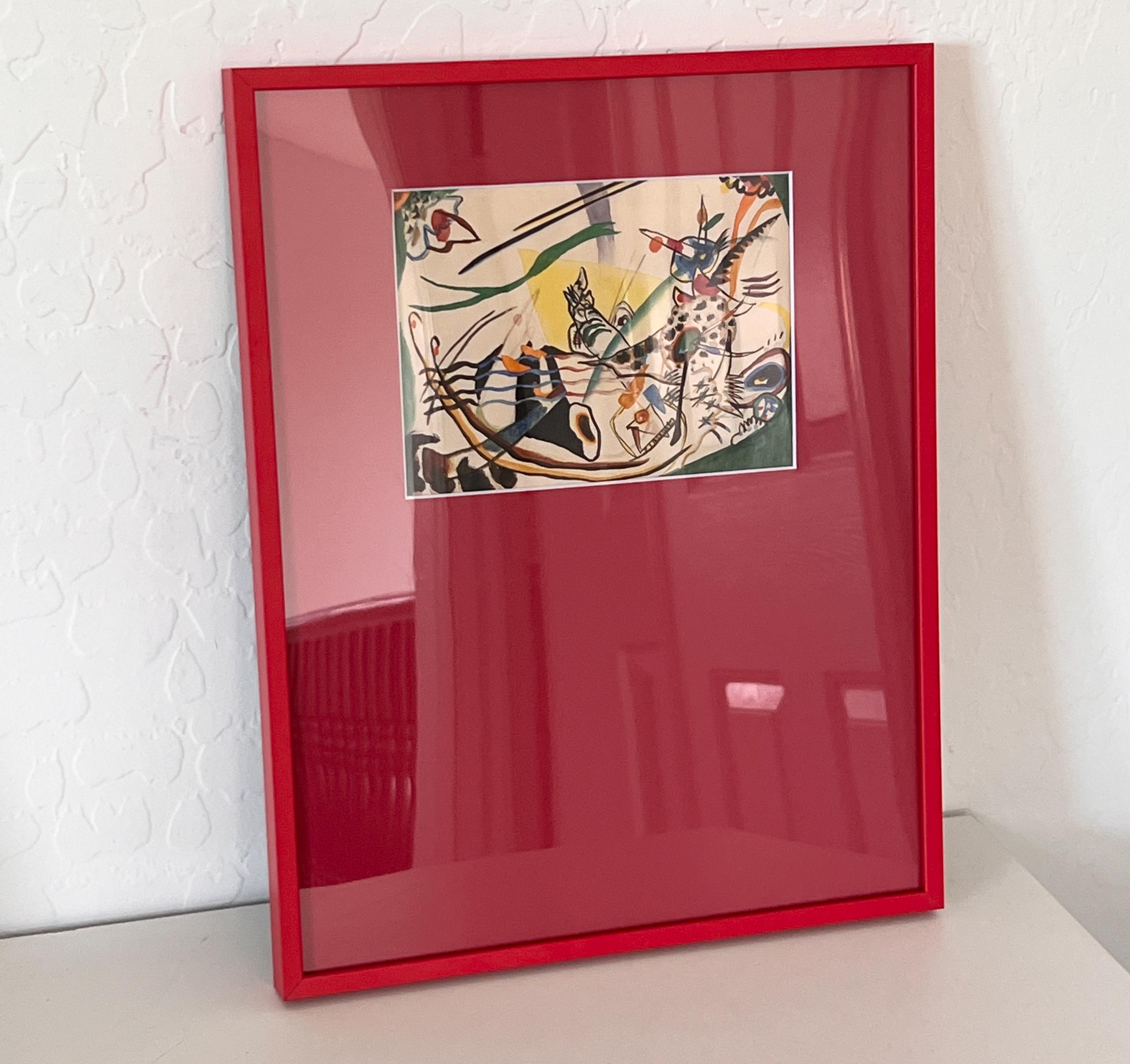 絵画 vintage ART Red Monochrome Frame 1919 'green Border' Abstract Art Custom