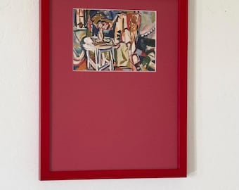 1915 Abstract “Interior” Giclee Fine Art Print Henry Lyman Sayen Red Wall Framed Art Abstract Modernist Home Art Decor Vertical Art Red