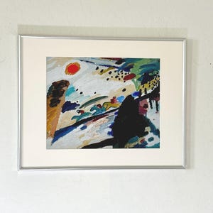 1911 "Romantic Landscape" Wassily Kandinsky Silver Frame Abstract Art Ivory Mat Giclee Fine Art Print Red Green Modernist Expressionism