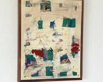 "Original ""Mixed Emotions"" Abstrakte Malerei Mixed Media Öl Acryl 11x14 Warmen Holzrahmen Modernist Öl Malerei Wand Kunst."