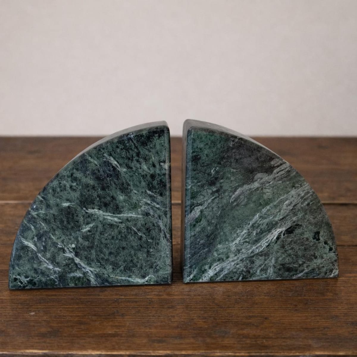 Vintage Solid Stone Bookends, Bookcase Styling, Green Marbled Veined Stone Shelf Home Decor, Art Deco Modernist MCM Marble Arched Shape - Etsy