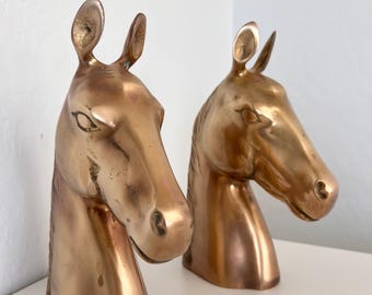 Suporte de livros vintage em formato de cabeça de cavalo, estilo moderno de meados do século, prateleira dourada, decoração para casa, MCM, interior de casa, cavalos, casa ocidental