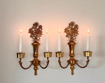 Vintage Bow and Flower Candlestick Wall Hanging Sconce 