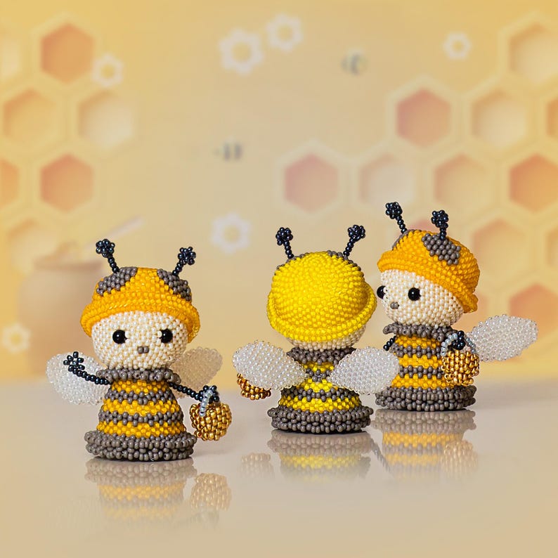 Beaded Bee Pattern – Cartoon-style Insect DIY Tutorial – Peyote Stitch ...