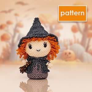Beaded Witch Tutorial PDF | Step-by-Step Peyote Stitch Pattern for Halloween Mini Figurine | DIY Beading