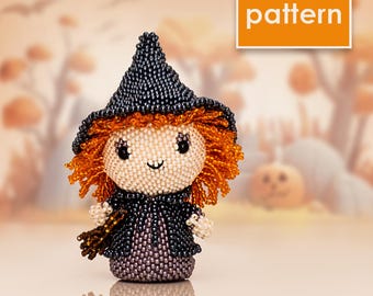 Beaded Witch Tutorial PDF | Step-by-Step Peyote Stitch Pattern for Halloween Mini Figurine | DIY Beading