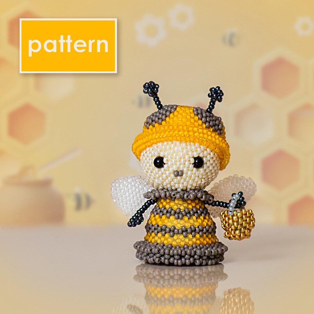 Beaded Bee Pattern – Cartoon-style Insect DIY Tutorial – Peyote Stitch ...