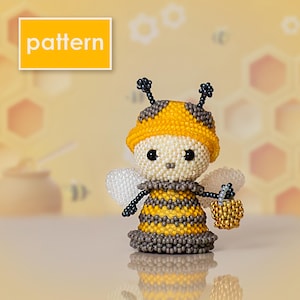 Schema ape con perline – Tutorial fai da te per insetti in stile cartone animato – Miniatura in PDF con punto peyote per gli amanti delle perline