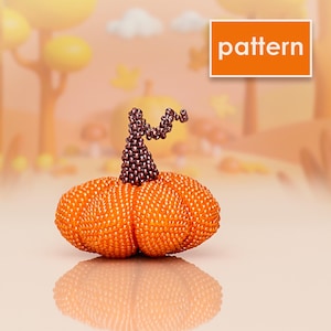 Beaded Pumpkin PDF Pattern | Step-by-Step Peyote Stitch Instructions for Halloween Decoration | DIY Beading