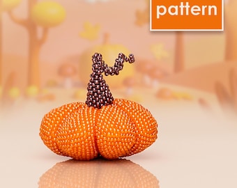 Patrón PDF de calabaza con cuentas / Instrucciones paso a paso de punto peyote para decoración de Halloween / Manualidades con cuentas