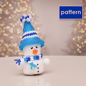 Beading Peyote Stitch Little Snowman | Christmas gift | Detailed Pattern Tutorial PDF | Beaded Craft DIY