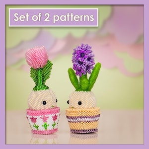 Set kralenhandleidingen – hyacint en tulp | Peyote-steekbloem | Kralenplanten Lente DIY