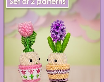 Set of Beading Tutorials – Hyacinth and Tulip | Peyote Stitch Flower | Bead Plants Spring DIY